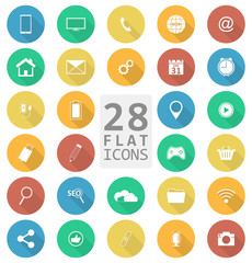 Set of colorful flat web vector icons.