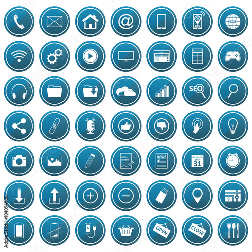 "Blue web vector icons set." Stock image and royalty-free vector files ...