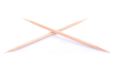 Wooden toothpicks on white background isolate