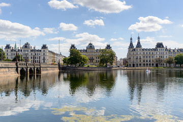 The Lakes, Copenhagen / Copenhagen, Denmark - August 05, 2015 : the lakes in Copenhagen, Denmark is a row of 3 rectangular lakes curving around the western margin of the City centre