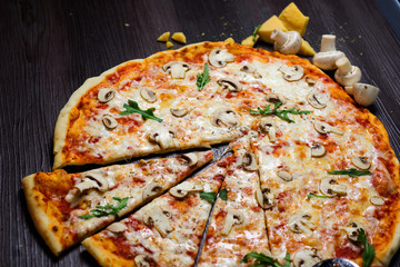 fresh delicious Italian pizza with mushrooms