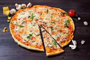 fresh delicious Italian pizza with mushrooms
