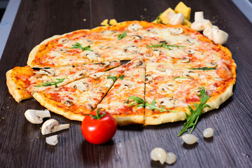fresh delicious Italian pizza with mushrooms