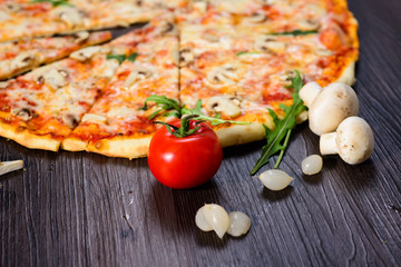 fresh delicious Italian pizza with mushrooms
