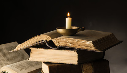 Ancient books on the table
