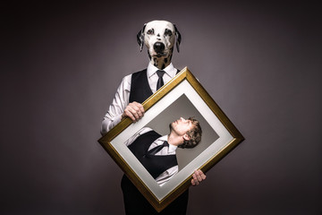 Fototapeta premium Hundemensch / Human dog / Dalmatiner im Anzug