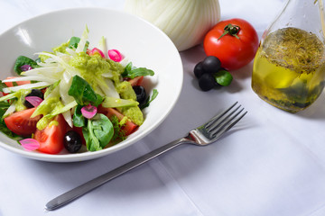 salad of tomatoes and greens