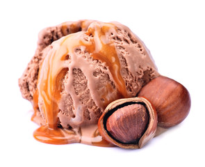 Scoop ice cream with topping nuts