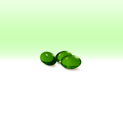 Pills isolated on green background, vector illustration
