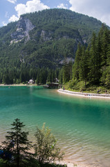 Lago di Braies lake in Dolomites, Italy