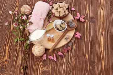 spa stuff on wooden background