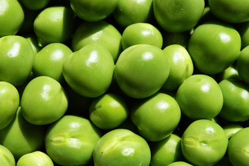 Fresh green peas background