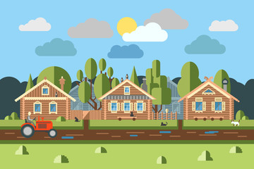 Naklejka premium Village scene 1