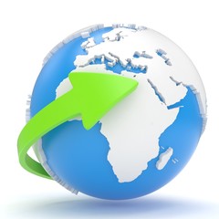 Fototapeta premium Arrow and Earth globe. 3d render