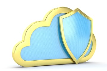 cloud and shield, cloud security concept