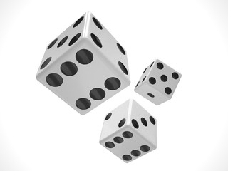 three dices on white