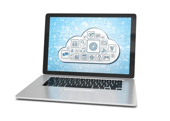 3d rendering of a laptop with cloud concept