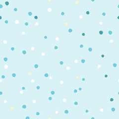 Abstract hand draw polka dot figures seamless pattern. Vintage vector background blue color. Minimalistic background