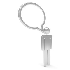 3d man with talk bubbles isolated over a white background
