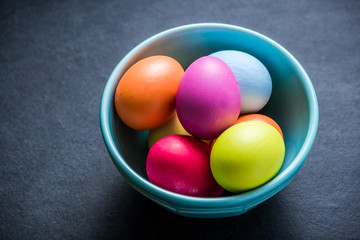 Traditional Easter eggs in bowl