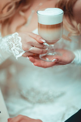 Wedding couple holding hands