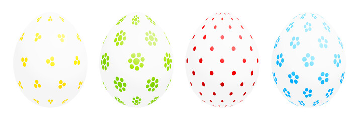 Set 4 White Easter Eggs Color Dots