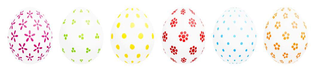 Set 6 White Easter Eggs Color Dots