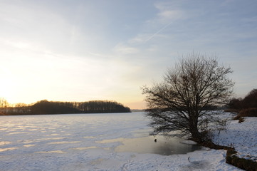 zugefrorener See in Schleswig-Holstein