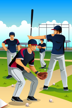 Baseball Players Training