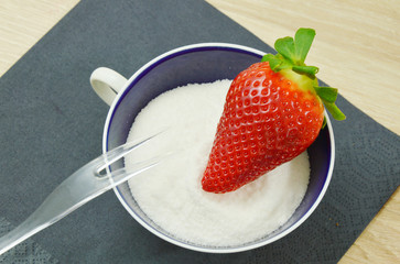 strawberry and powdered sugar icing.