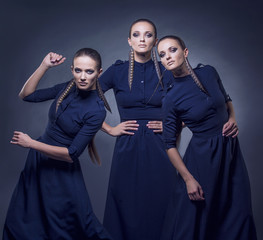  Model beautiful women in fashionable clothes and accessories sh