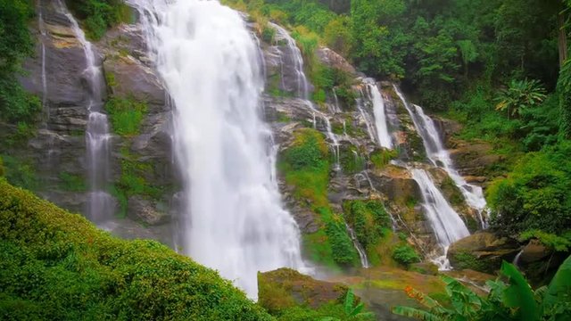 Majestic Wachirathan waterfall in Chiang Mai Thailand