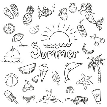 Vector Illustration of Various Summer Doodles