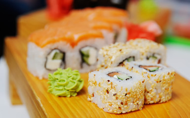 rolls on a wooden board