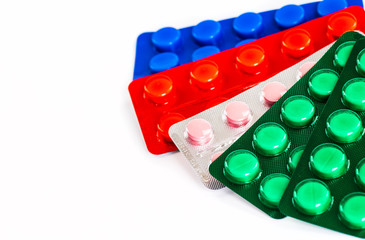 Collection medication isolated on white background.