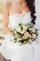 White roses bride bouquet 