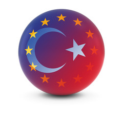 Turkish and European Flag Ball - Fading Flags of Turkey and the EU