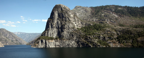 The manmade Hetch Hetchy Reservoir in Yosemite National Park provides water to the city of San Francisco through a gravity-fed pipe system that spans California's vast central valley.