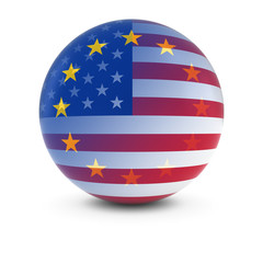 American and European Flag Ball - Fading Flags of the USA and the EU