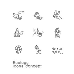 Obraz premium Modern thin line icons set of renewable energy, green technology