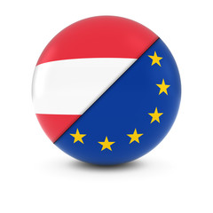 Austrian and European Flag Ball - Split Flags of Austria and the EU