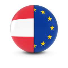 Fototapeta premium Austrian and European Flag Ball - Split Flags of Austria and the EU