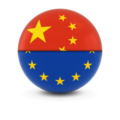 Chinese and European Flag Ball - Split Flags of China and the EU
