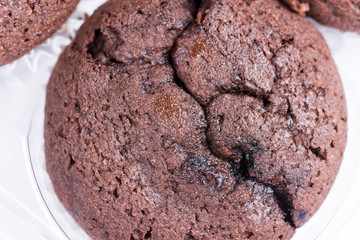 Close macro view of chocolate muffins