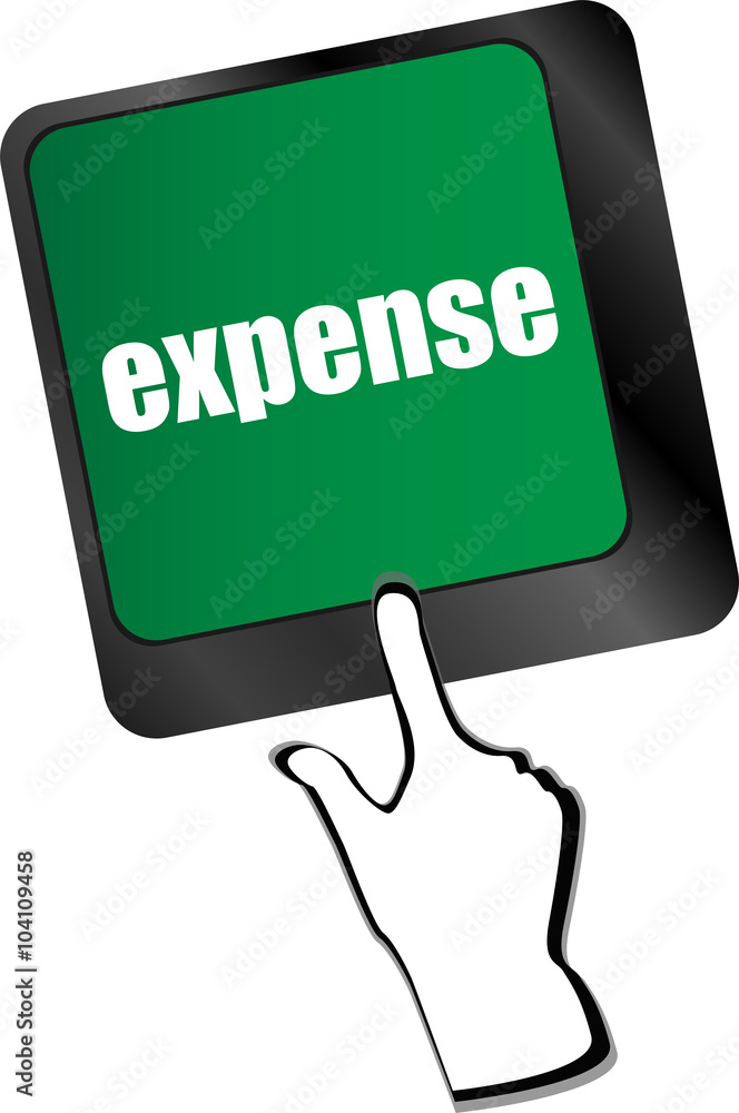 Poster expense button on the keyboard close-up