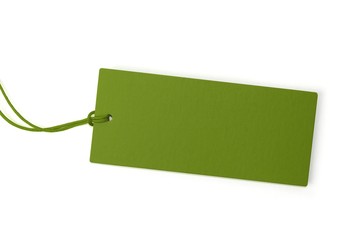 Leeres Label in grün mit Kordel