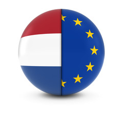 Fototapeta premium Dutch and European Flag Ball - Split Flags of the Netherlands and the EU