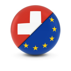 Swiss and European Flag Ball - Split Flags of Switzerland and the EU