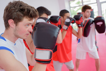 Boys in a boxing class