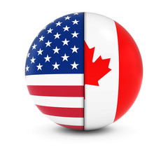 American and Canadian Flag Ball - Split Flags of the USA and Canada